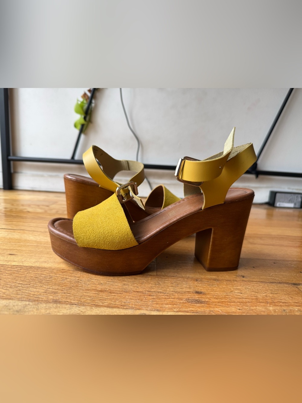 Yellow Platform Block Heel Sandals
